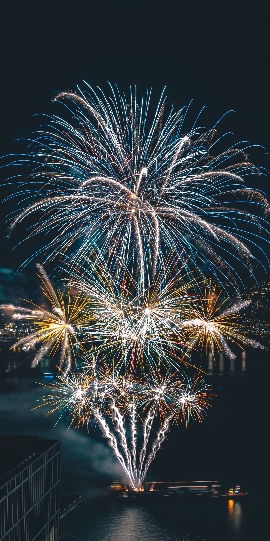 Celebration, night, fireworks, 1080x2160 wallpaper