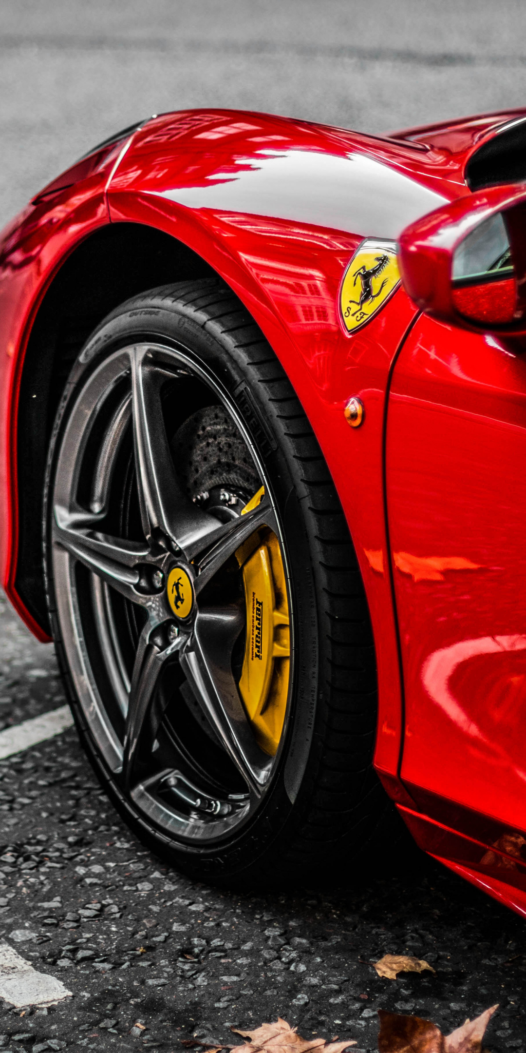 Red supercar, Ferrari, wheel, 1080x2160 wallpaper