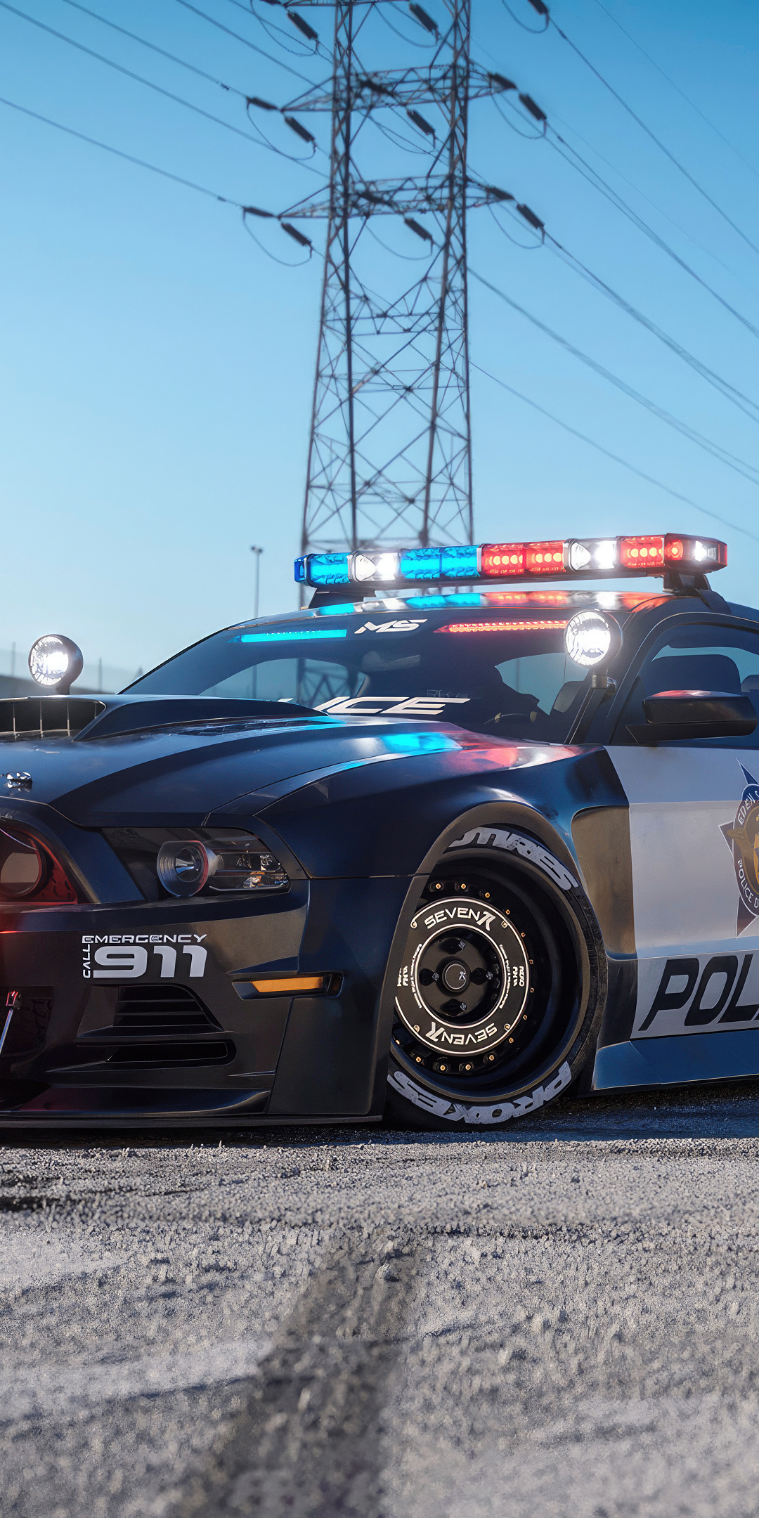 Ford Mustang Police Interceptor, car art, 1080x2160 wallpaper