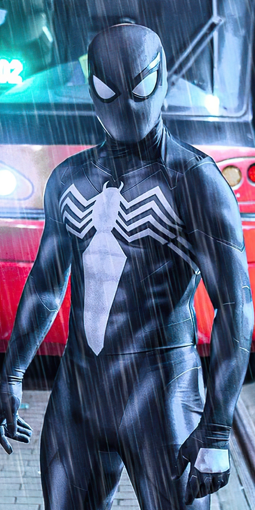 Spider-man PS5, video game, black suit, 2020, 1080x2160 wallpaper
