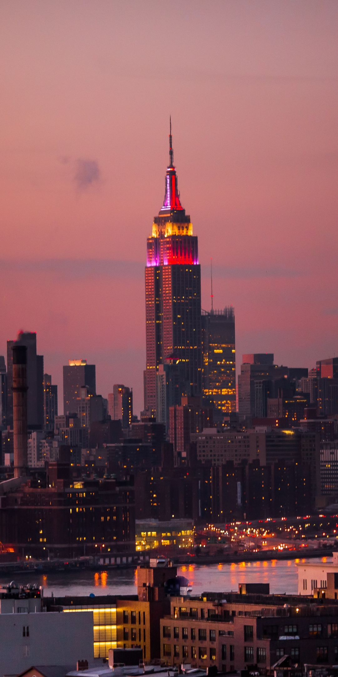 New york, sunset, Empire State Building, city, cityscape, buildings, sunset, 1080x2160 wallpaper
