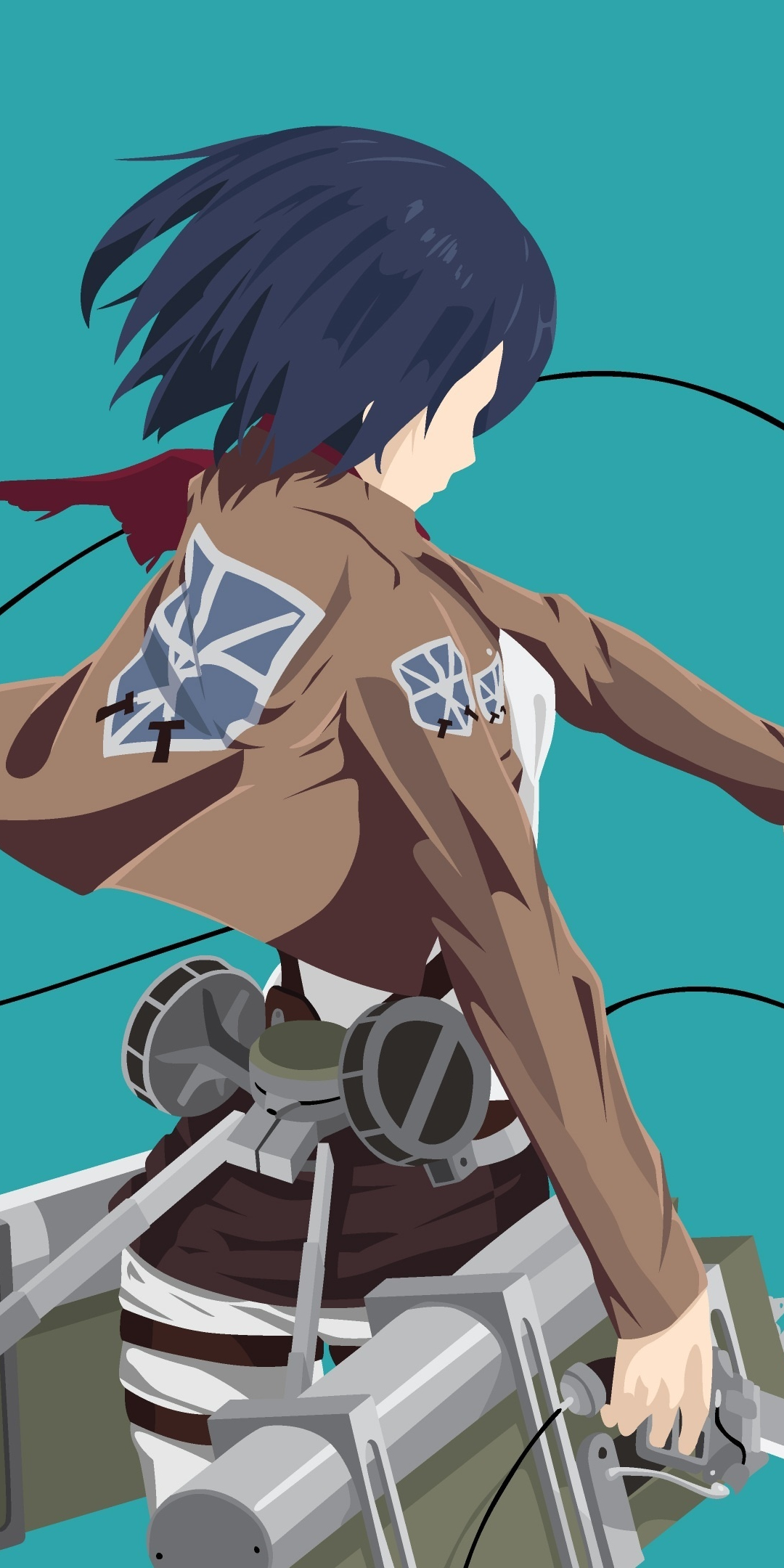 anime girl, Mikasa Ackerman, minimal, 1080x2160 wallpaper