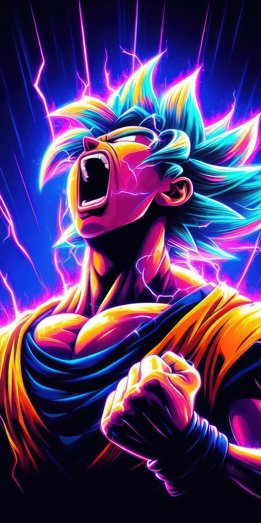 Son Goku ultimate form, powerful anime, fan art, 1080x2160 wallpaper