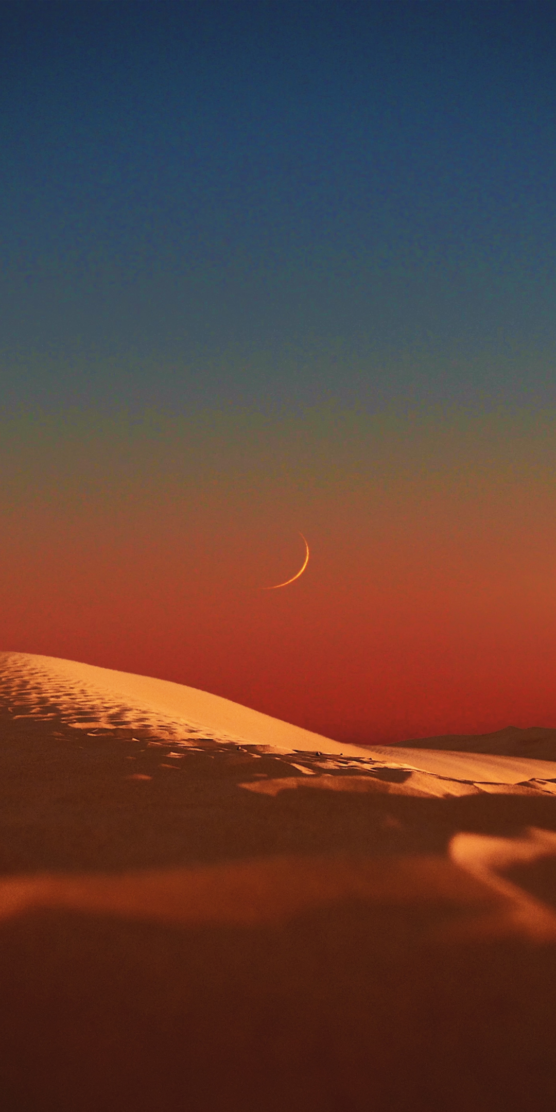 Landscape, desert, evening, moon, nature, 1080x2160 wallpaper