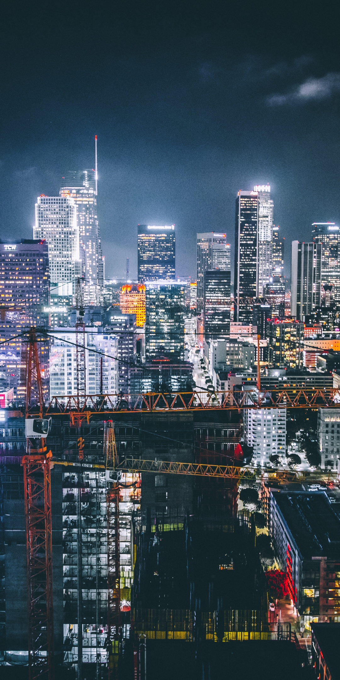 Buildings, night, Los Angeles, 1080x2160 wallpaper