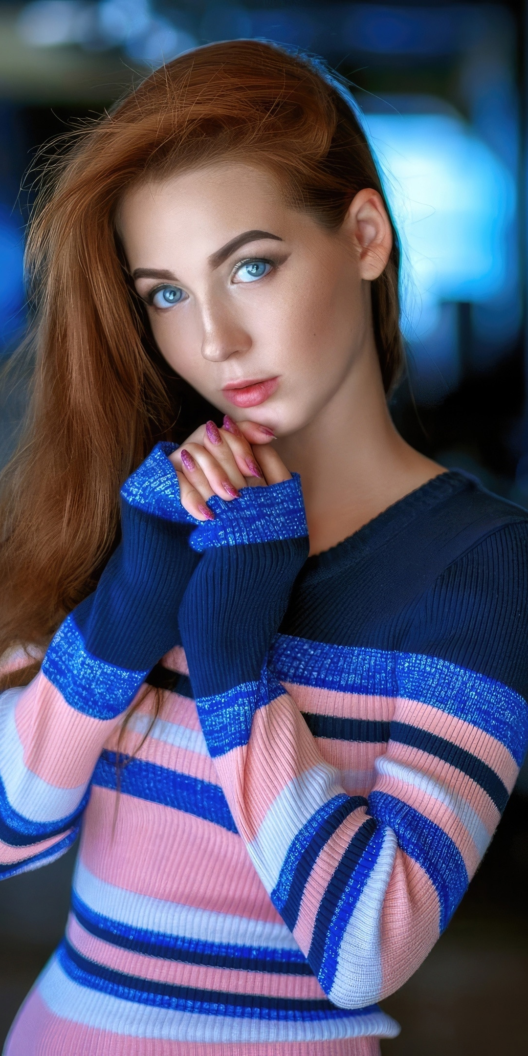 Blue eye girl, blonde model, 2023, 1080x2160 wallpaper