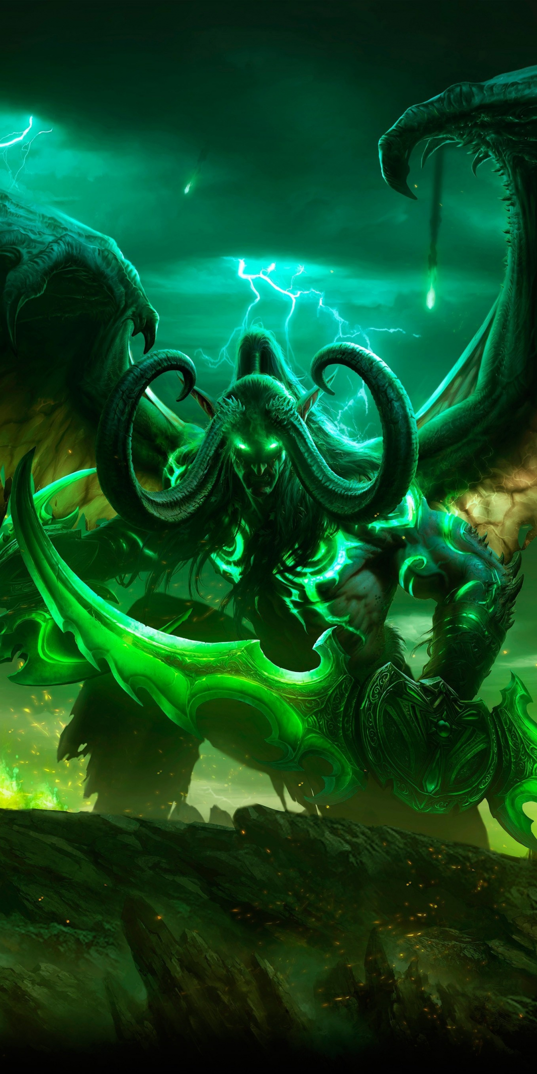 Illidan Stormrag, World of Warcraft: Legion, demon, online game, 1080x2160 wallpaper