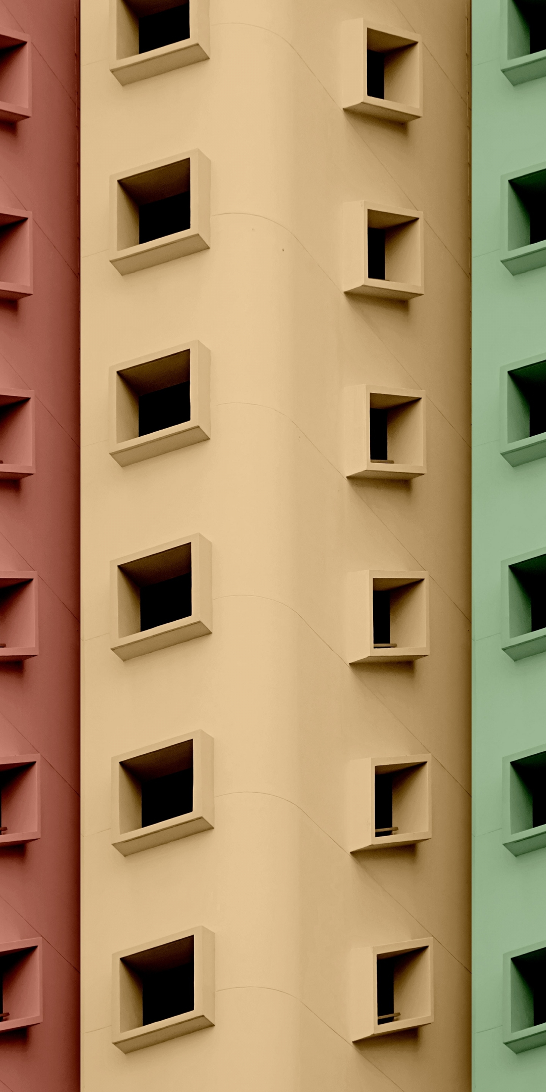 Buildings, colorful windows, art, 1080x2160 wallpaper