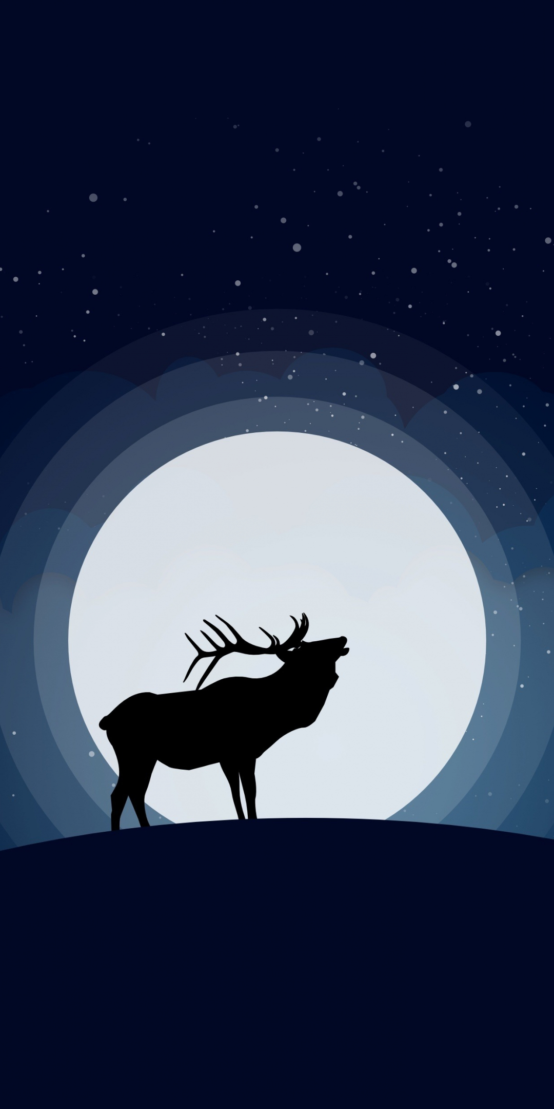 Deer, moon, ning, minimal, shadow, digital art, 1080x2160 wallpaper