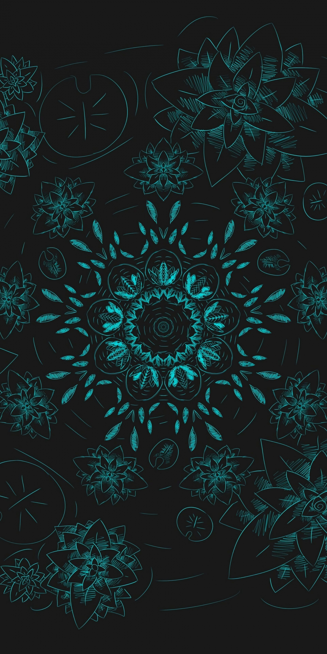 Green fractal pattern, floral, abstraction, 1080x2160 wallpaper