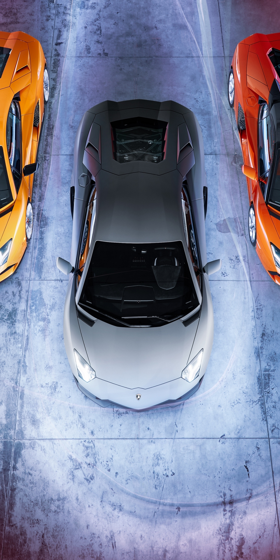 Top-view of cars, Lamborghini Aventador, 2023, 1080x2160 wallpaper