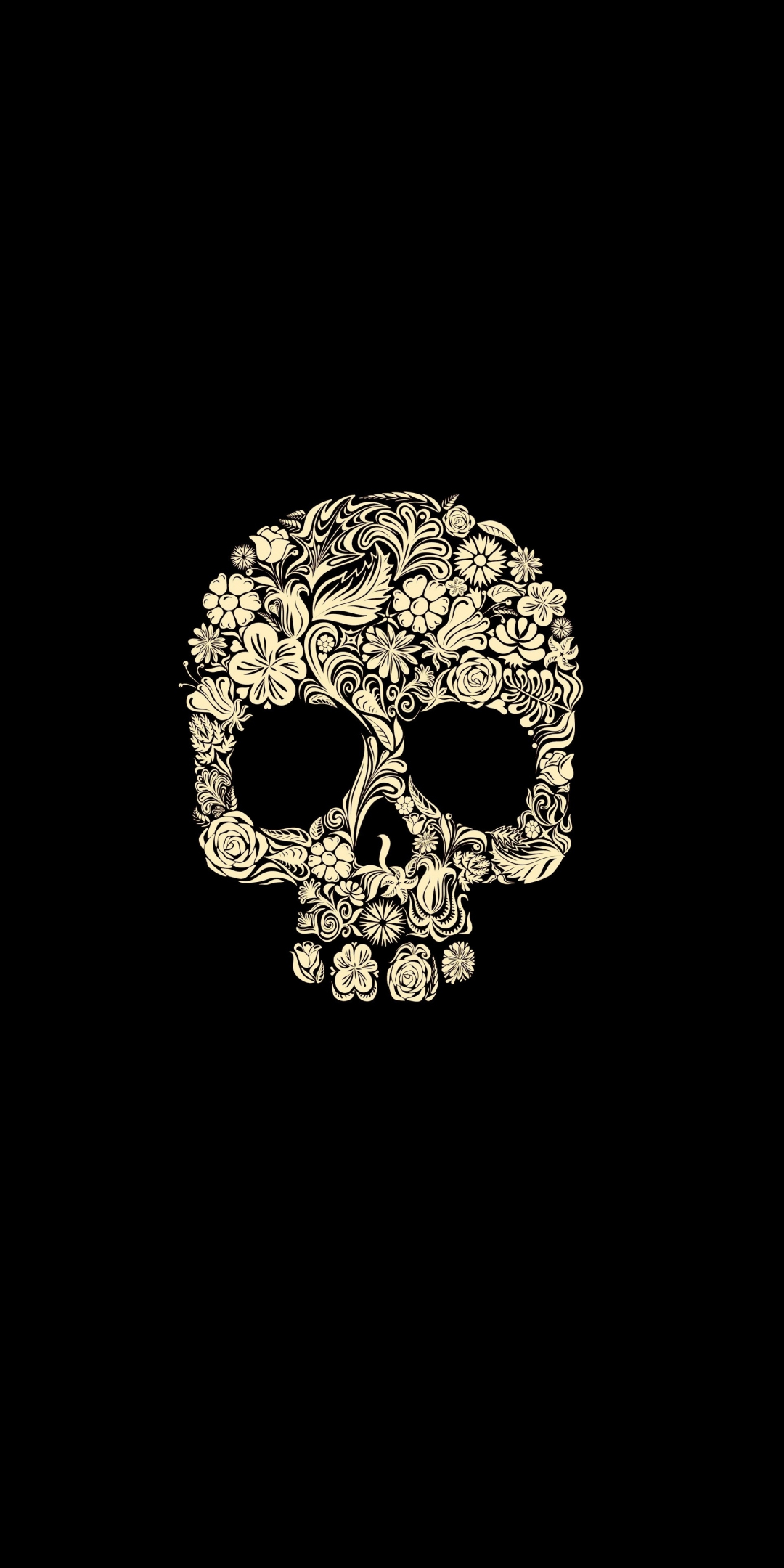 Flower skull, minimal, 1080x2160 wallpaper