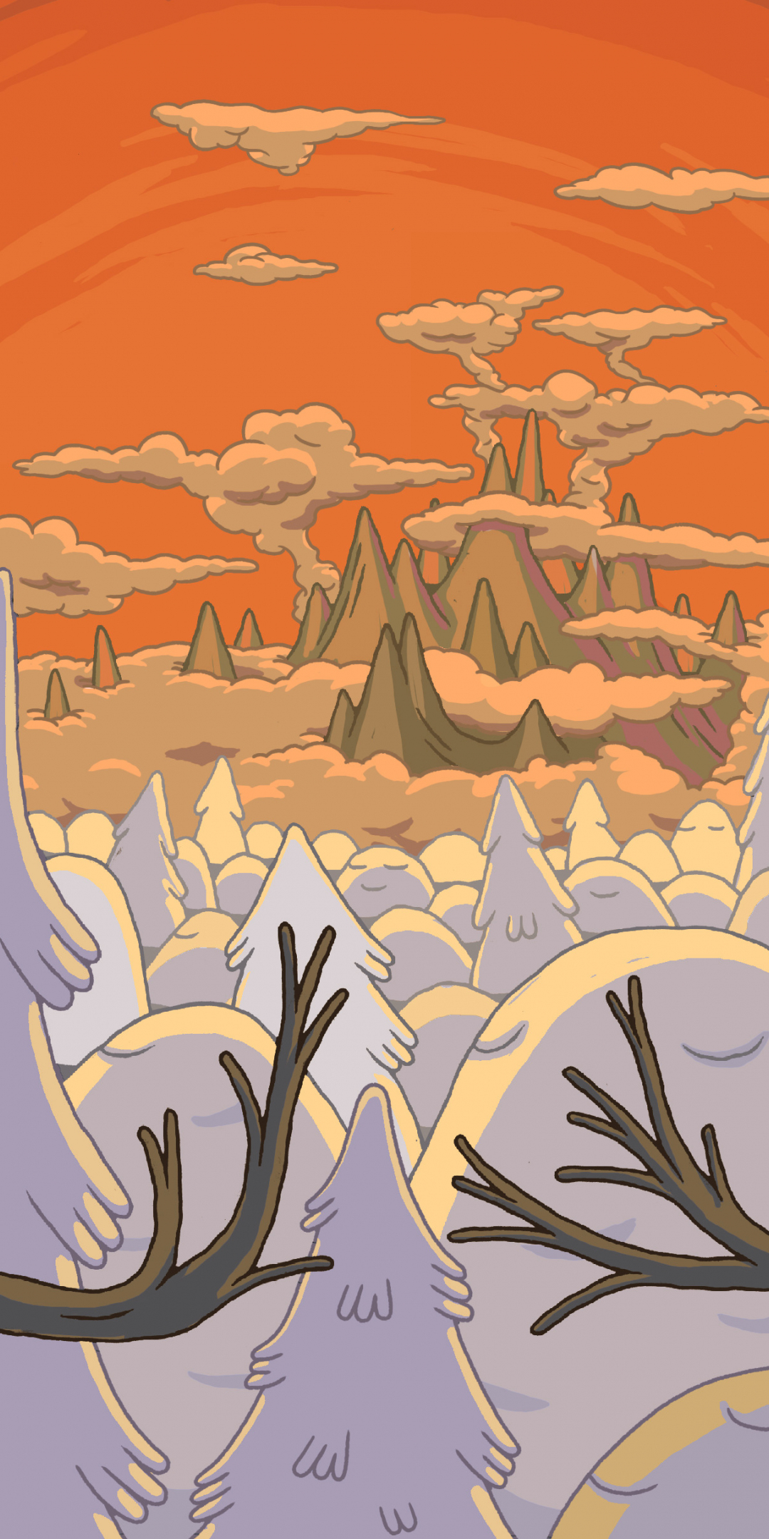 Adventure time, tree, landscape, cartoon, tv series, 1080x2160 wallpaper