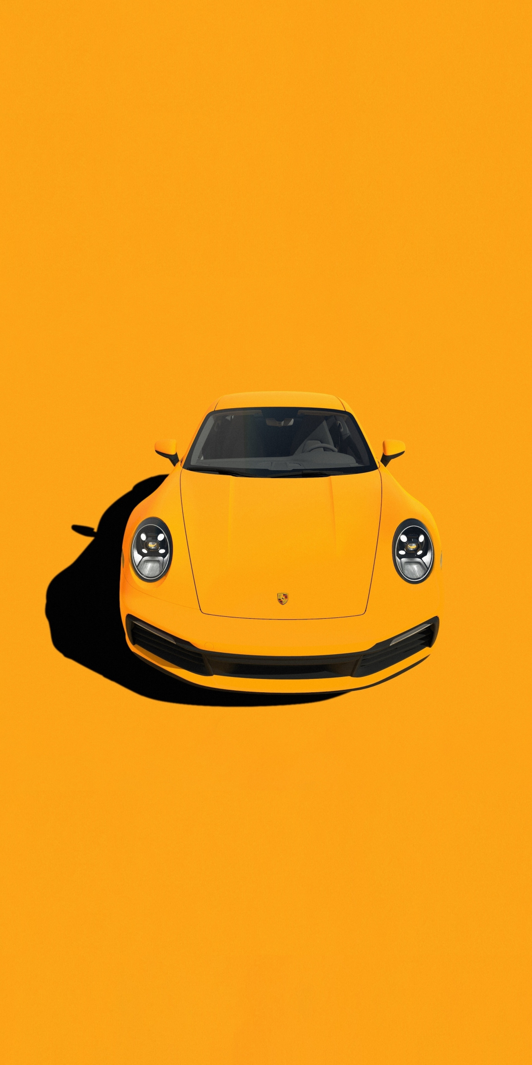 Porsche 911, yellow sportcar, minimal, 1080x2160 wallpaper