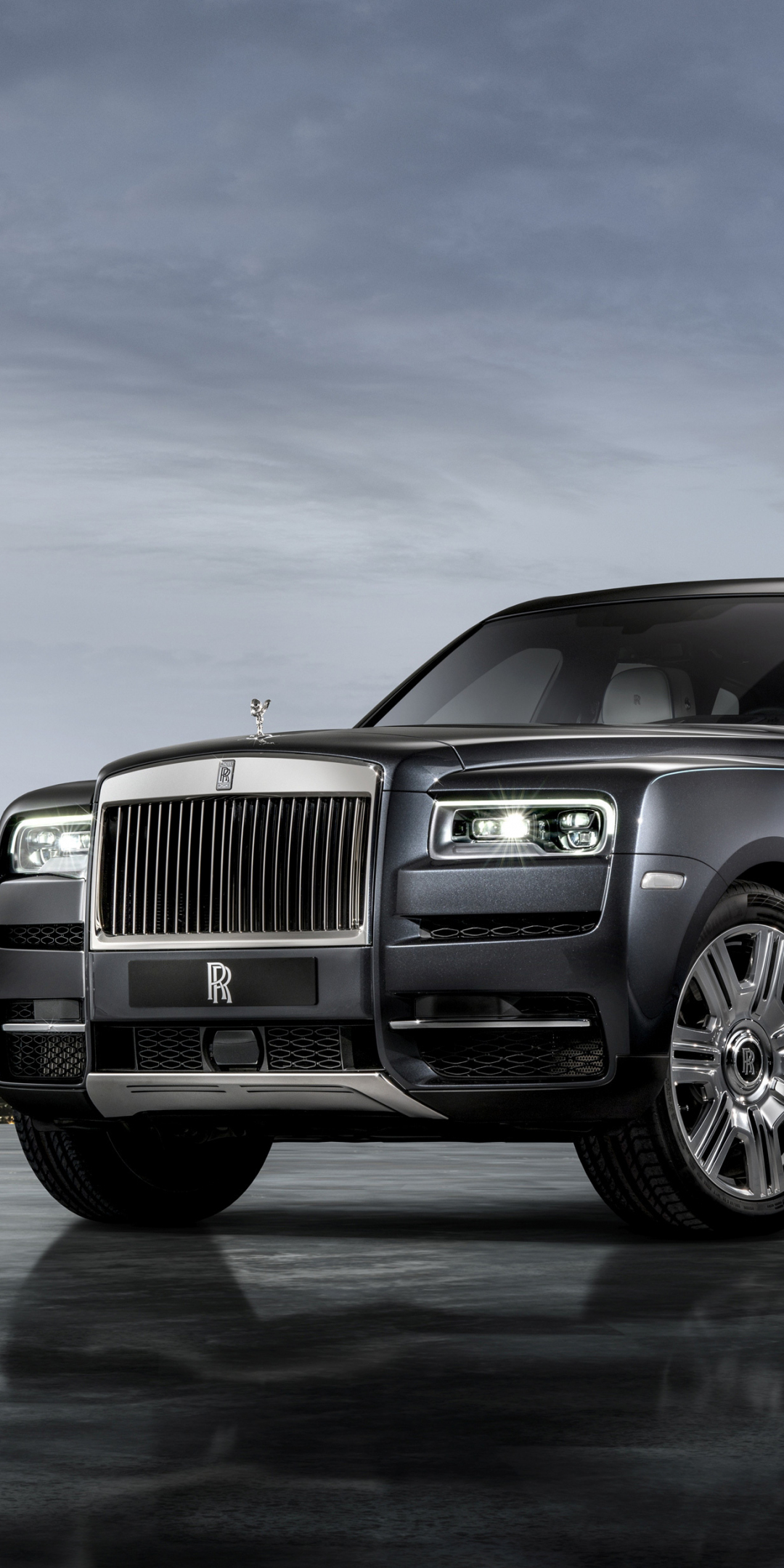 Rolls-Royce Cullinan, gray luxury car, 1080x2160 wallpaper