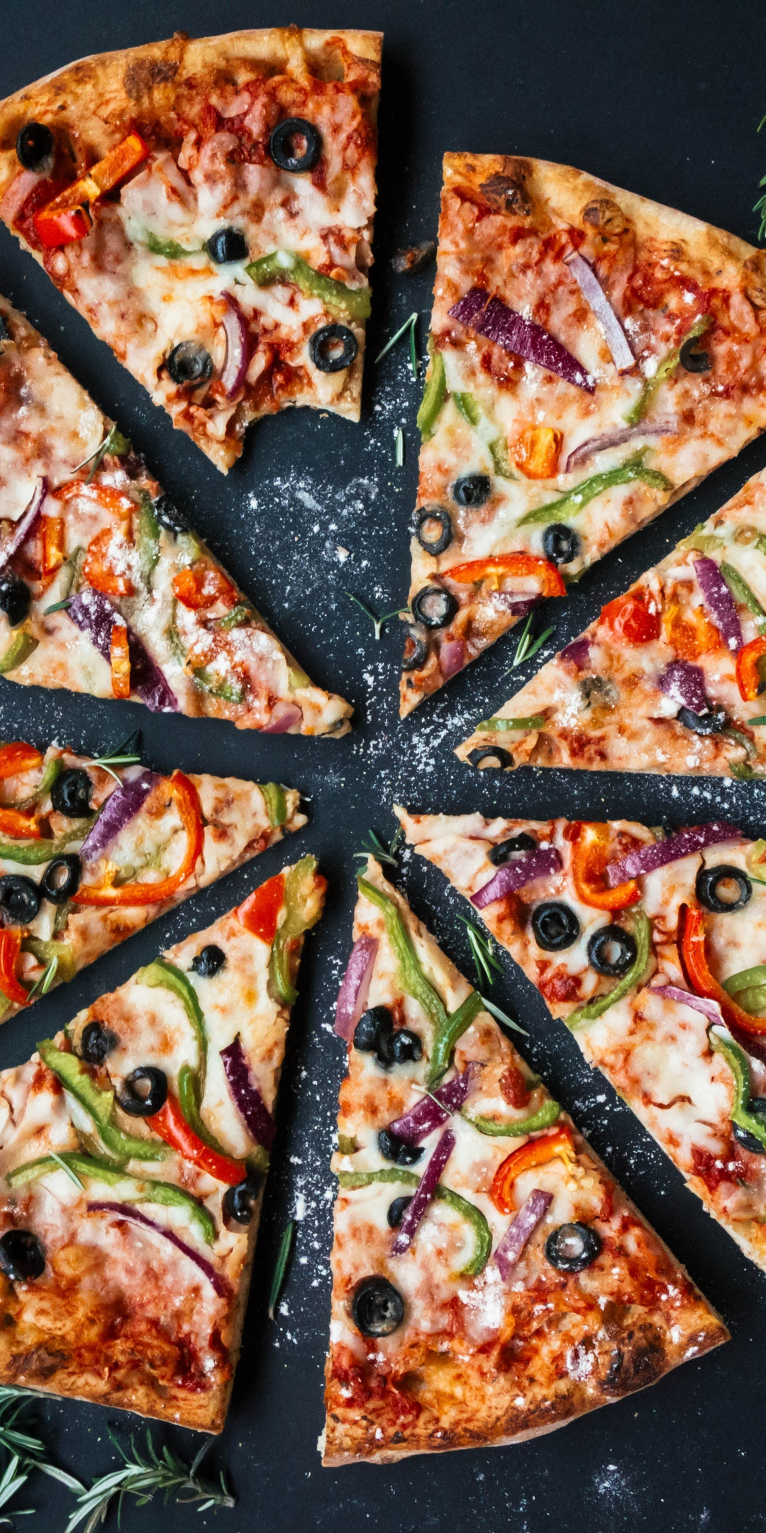 Pizza, slices, food, 1080x2160 wallpaper