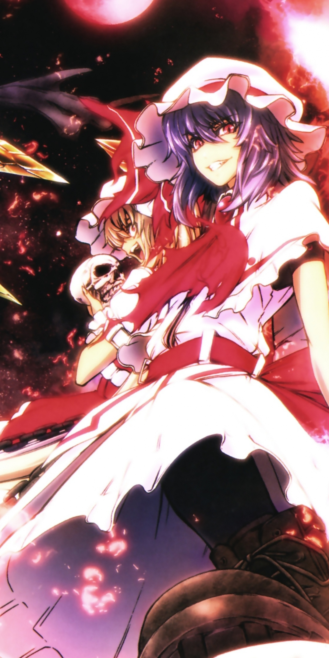 Anime girls, touhou, flandre scarlet, remilia scarlet, 1080x2160 wallpaper
