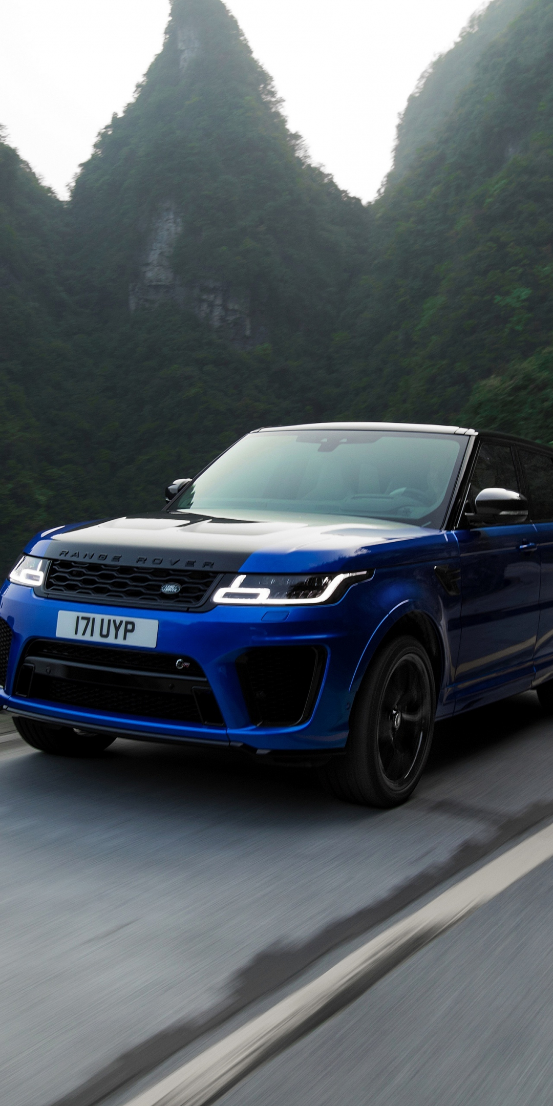 Blue car, on-road, Range Rover Sport, 1080x2160 wallpaper