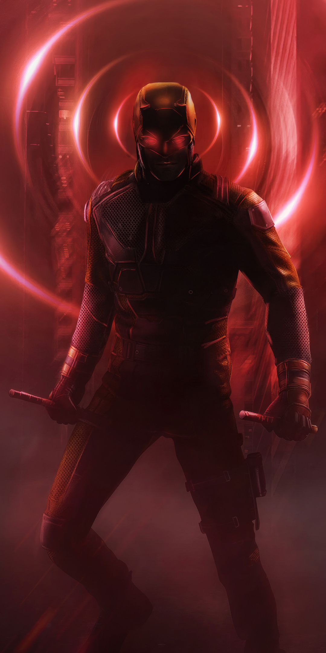 Daredevil 2023, blind superhero, silhouette, 1080x2160 wallpaper