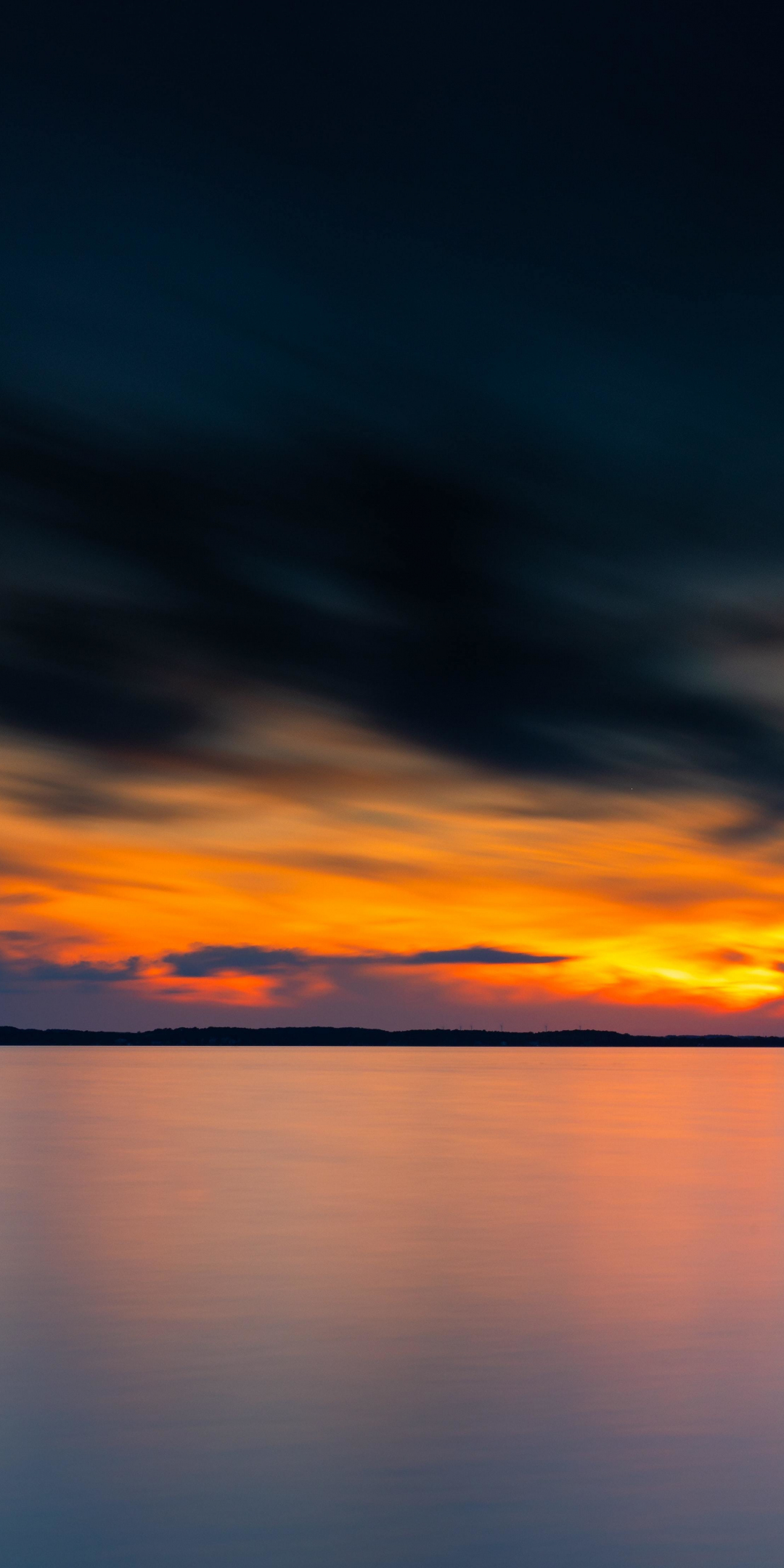 Clean and calm, orange-dark sky, sunset, 1080x2160 wallpaper