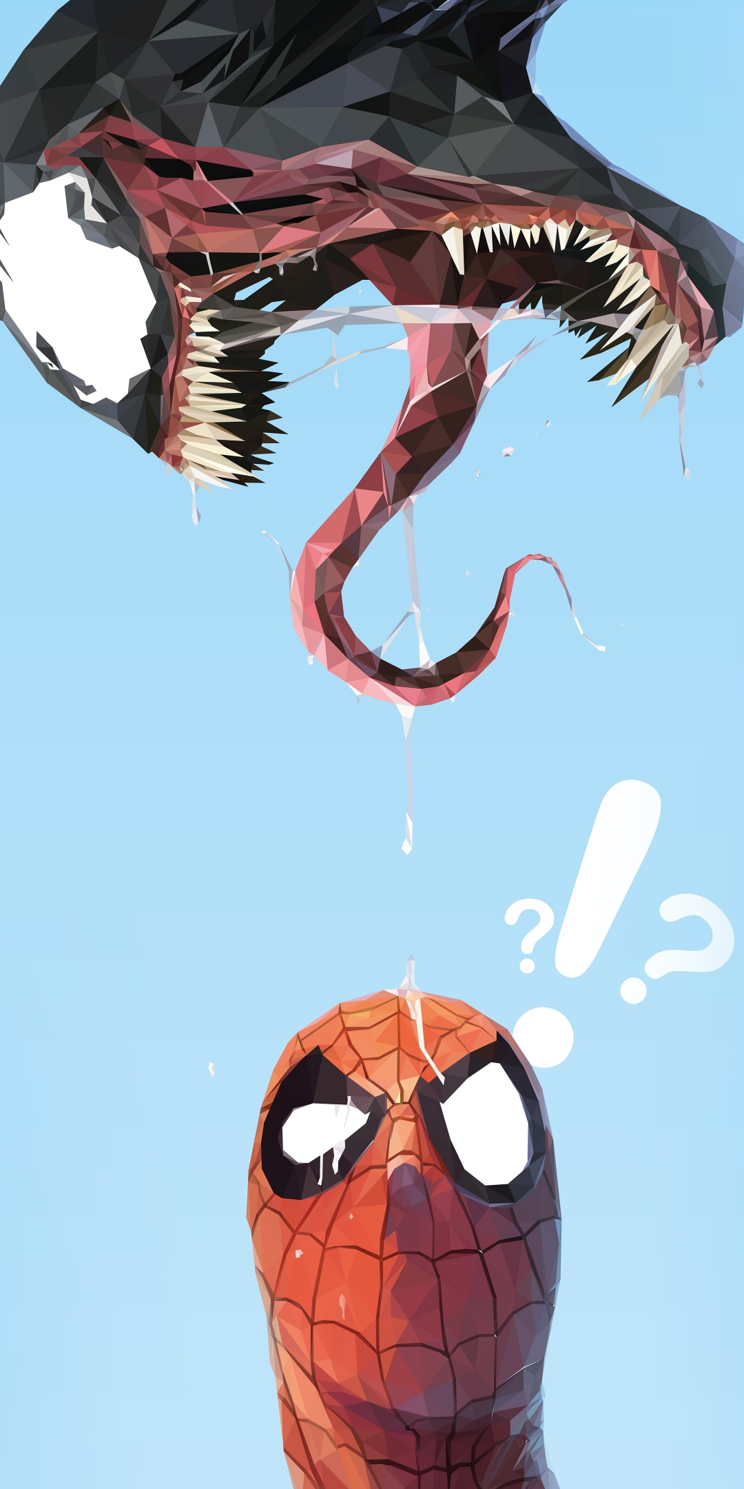 Spider-man and venom, artwork, minimal, 1080x2160 wallpaper