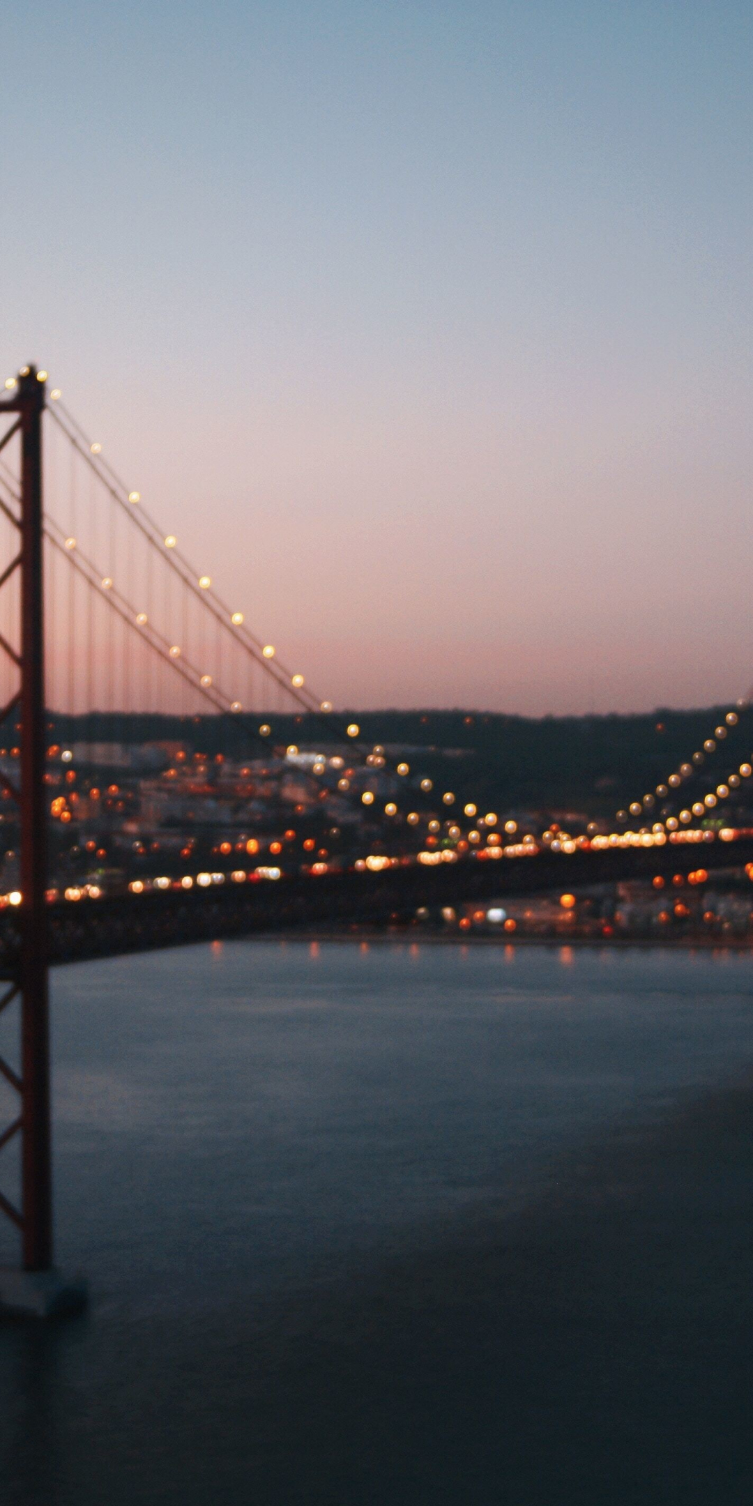 Blur, bridge, sunset, 1080x2160 wallpaper
