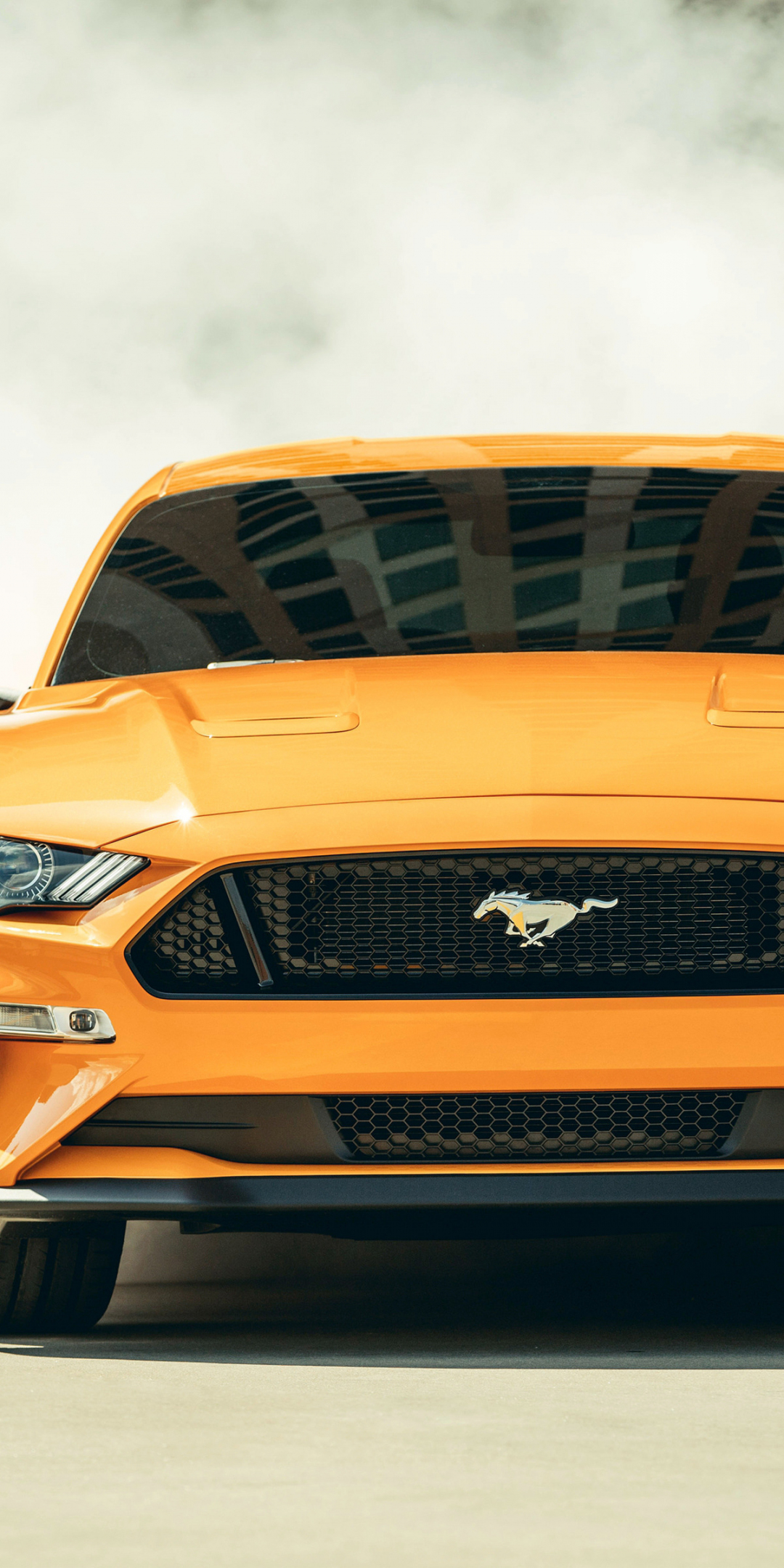 2018 Ford Mustang - GT Fastback, sports car, smoke, 1080x2160 wallpaper