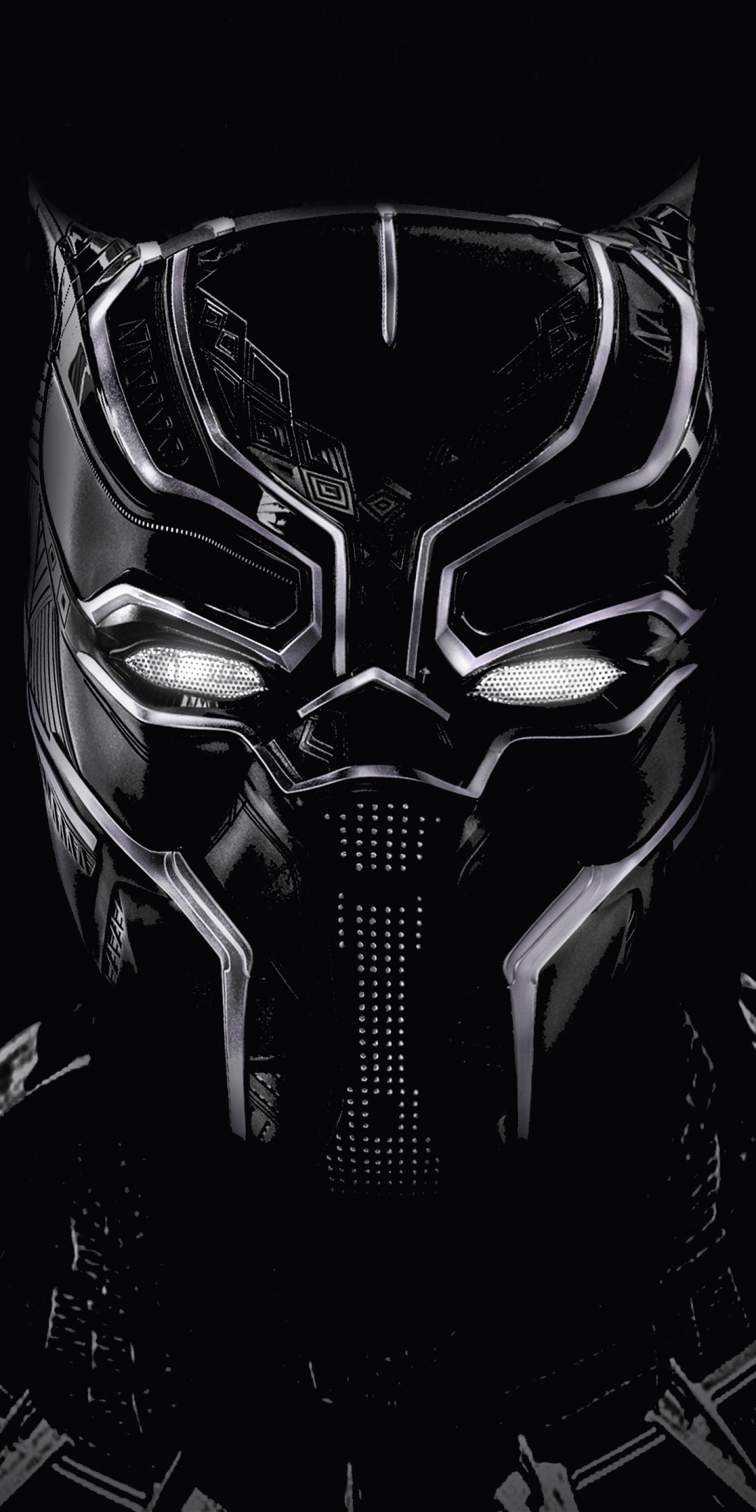 Black panther, black mask, artwork, 1080x2160 wallpaper