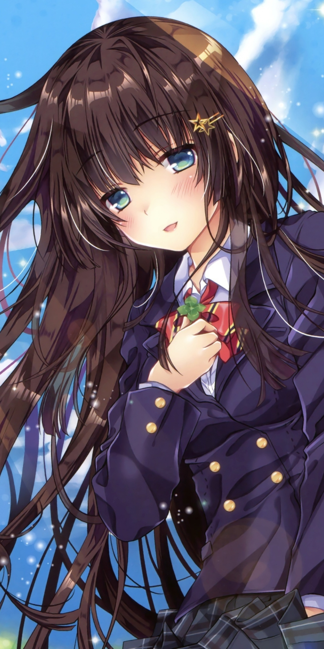 School dress, long hair, dark, outdoor, anime girl, original, 1080x2160 wallpaper