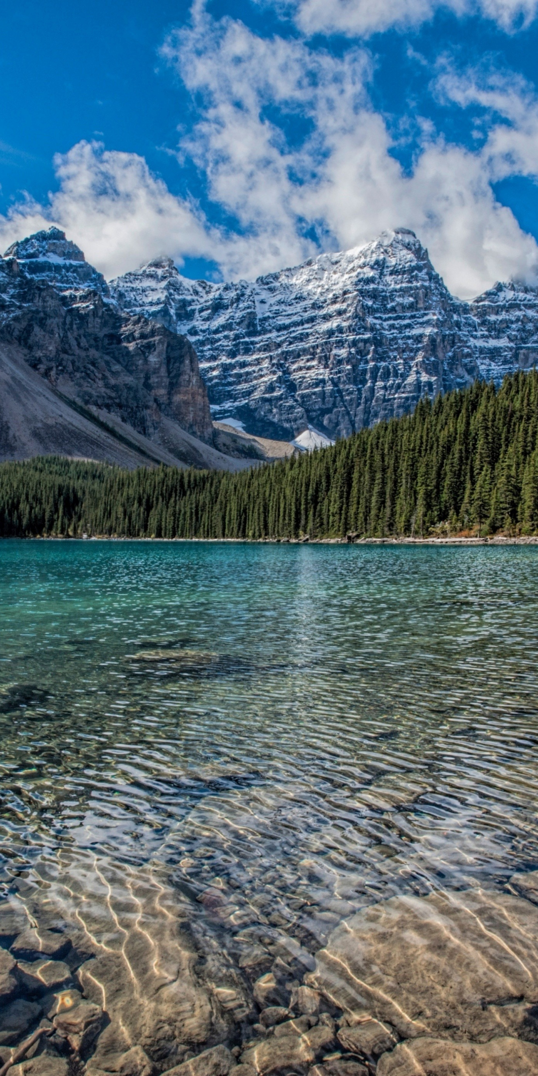 Clean lake, mountains range, trees, nature, 1080x2160 wallpaper