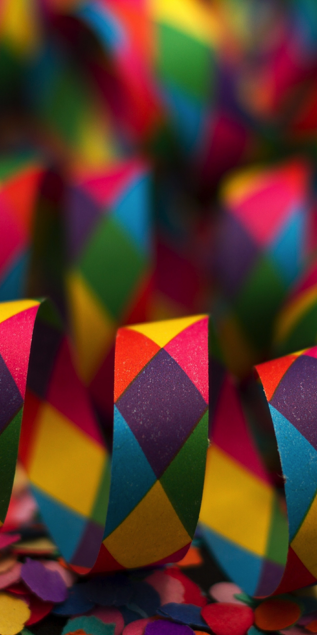 Colorful, paper, ribbons, carnival, 1080x2160 wallpaper