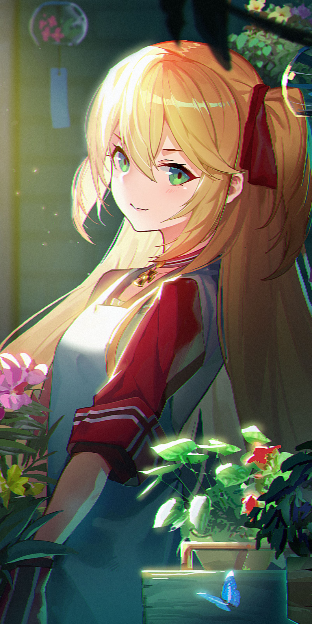 Gardening, Admiral Hipper, Azur Lane, cute anime girl, 1080x2160 wallpaper