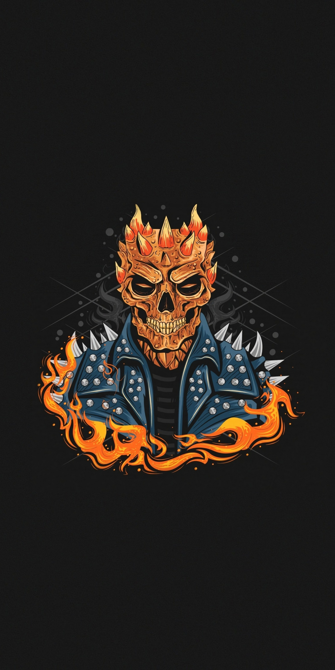 Ghost Rider, dark, Marvel, minimal, 1080x2160 wallpaper