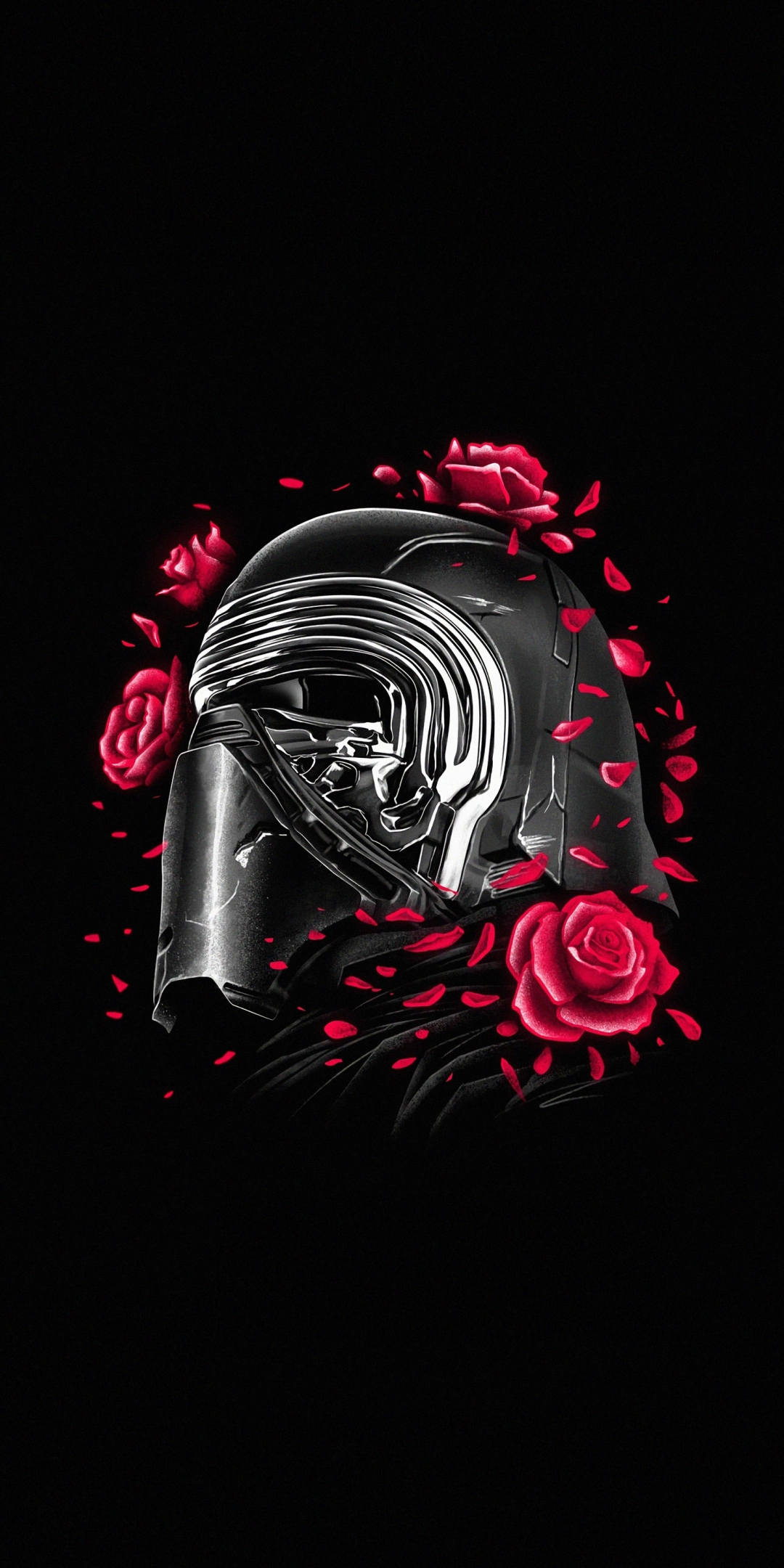 Kylo Ren, helmet and roses, Star Wars, minimal, 1080x2160 wallpaper