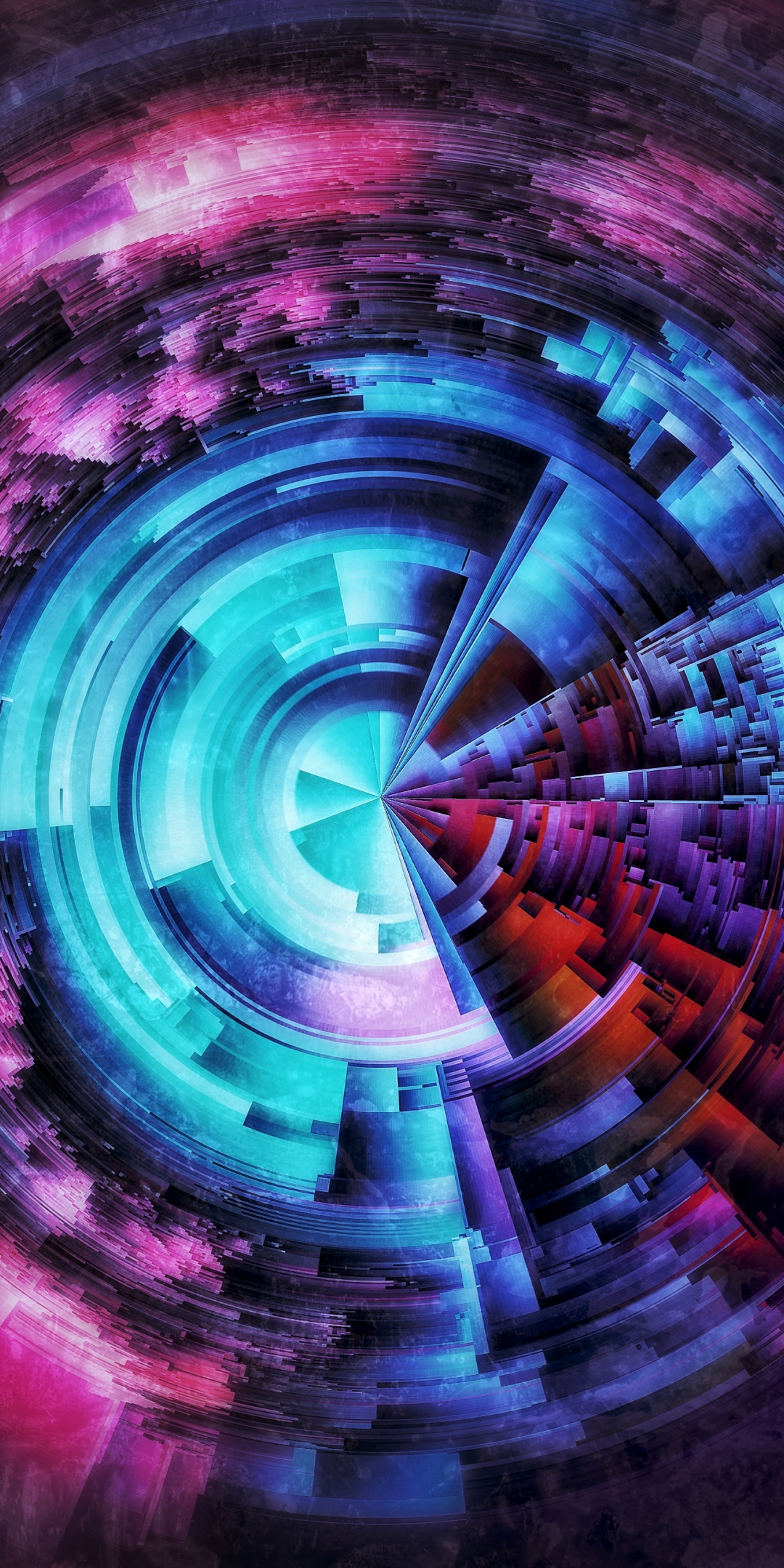 Colorful, abstract, fractal, circles, 1080x2160 wallpaper