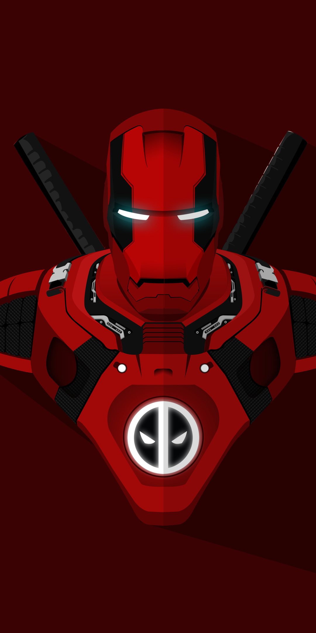 Iron man, deadpool, crossover, marvel comics, minimal, 1080x2160 wallpaper