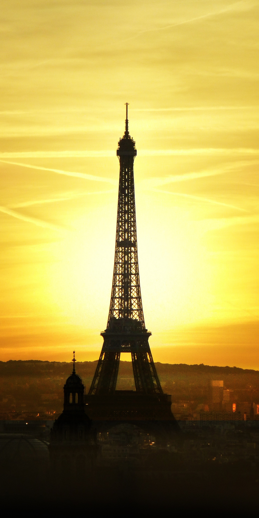 Sunset, Eiffel tower, paris, city, 1080x2160 wallpaper