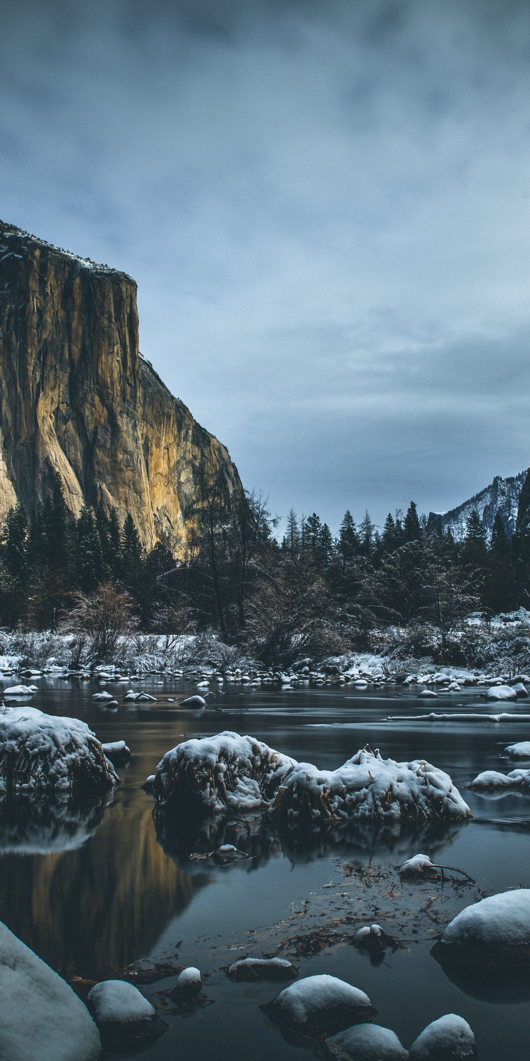 National Park, Yosemite Valley, river, mountains, stones, 1080x2160 wallpaper