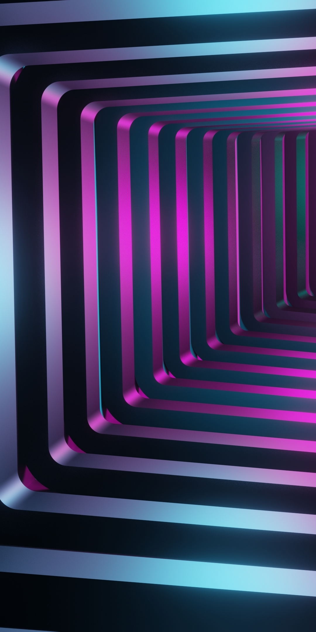 Neon squares, tunnel, 1080x2160 wallpaper