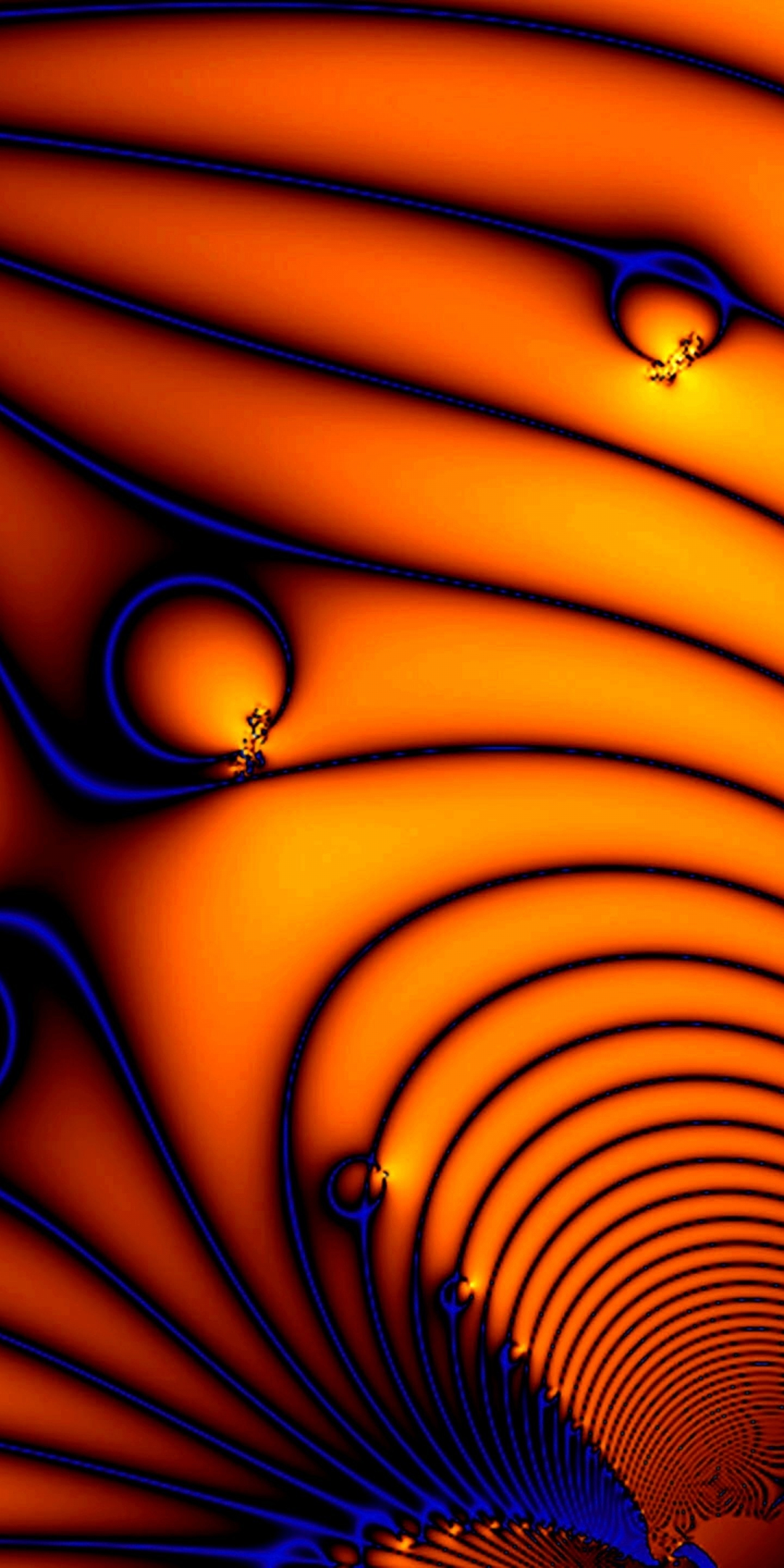 Fractal, curves, lines, abstract, 1080x2160 wallpaper