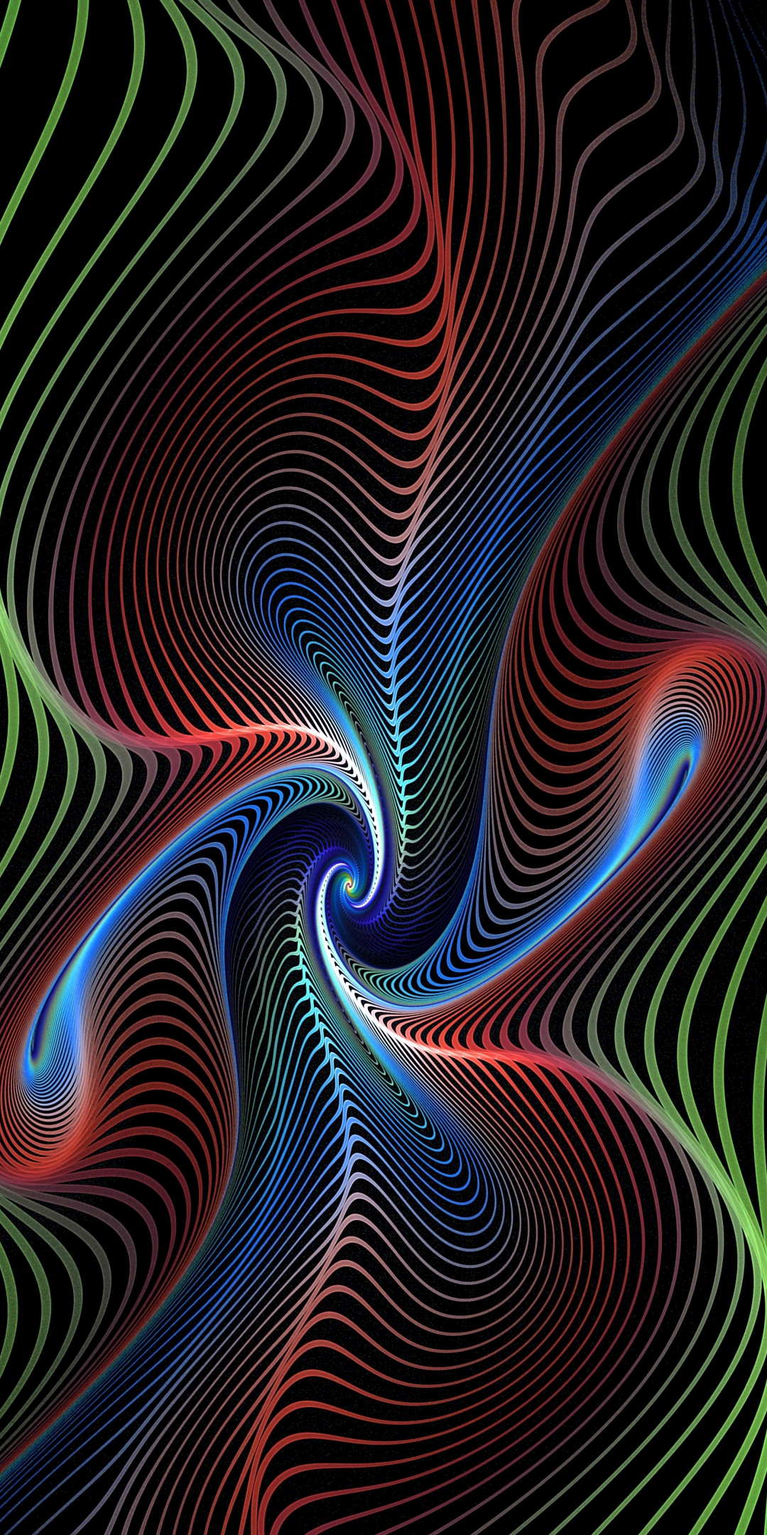 Fractal, colorful, lines, swirling, 1080x2160 wallpaper