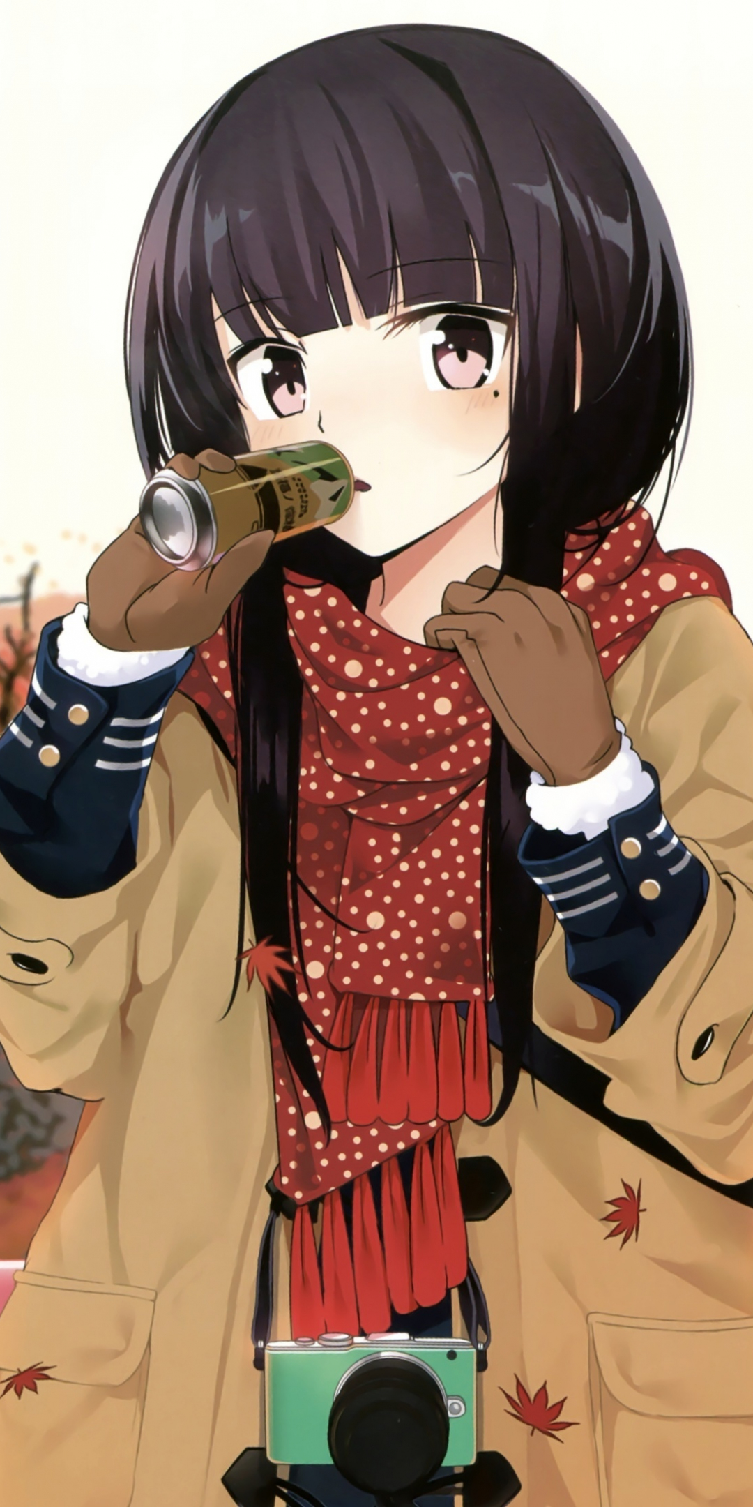 Outdoor, travel, drinking, original, anime girl, 1080x2160 wallpaper