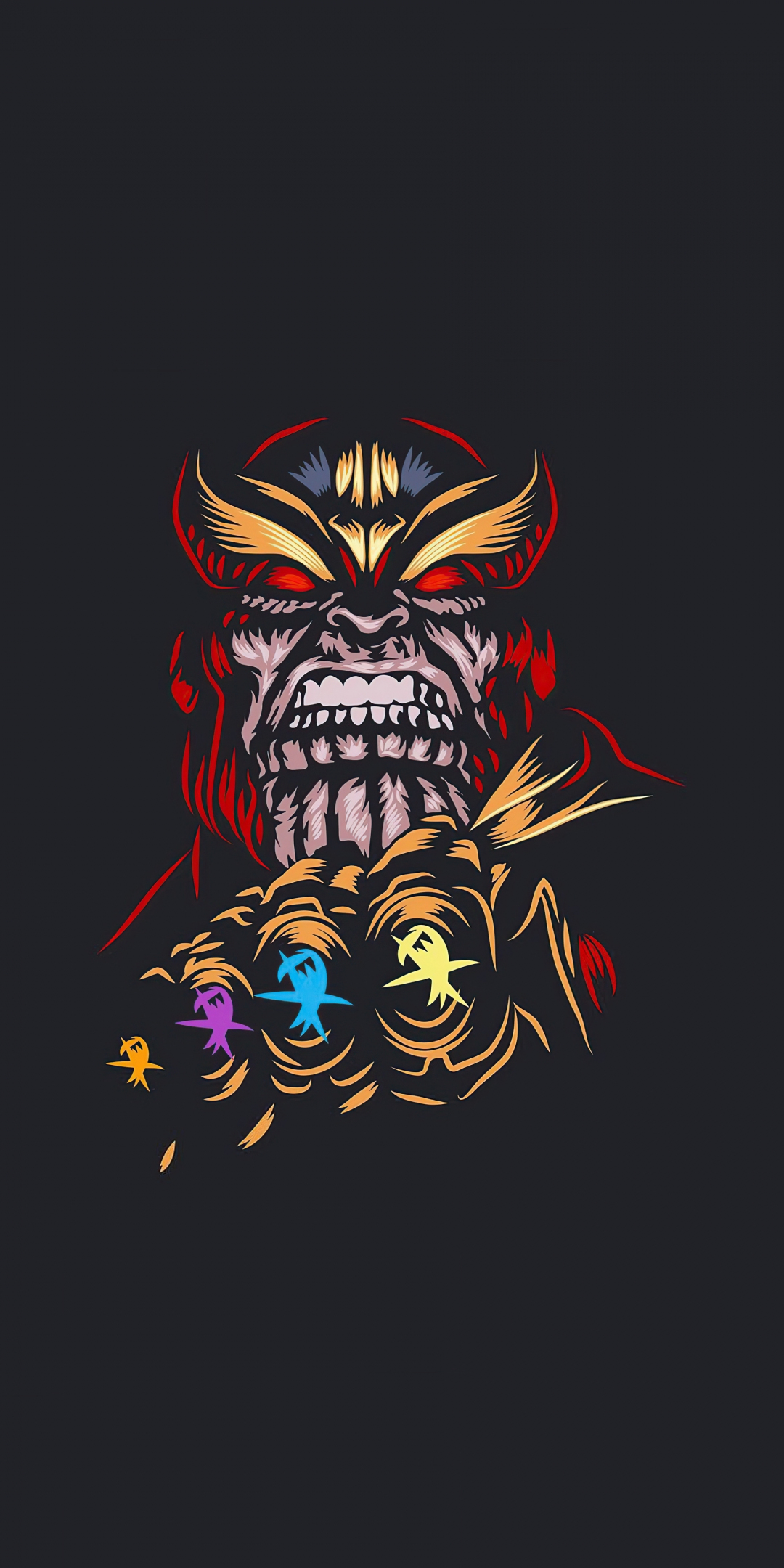 Thanos, dark, angry villain, art, 1080x2160 wallpaper
