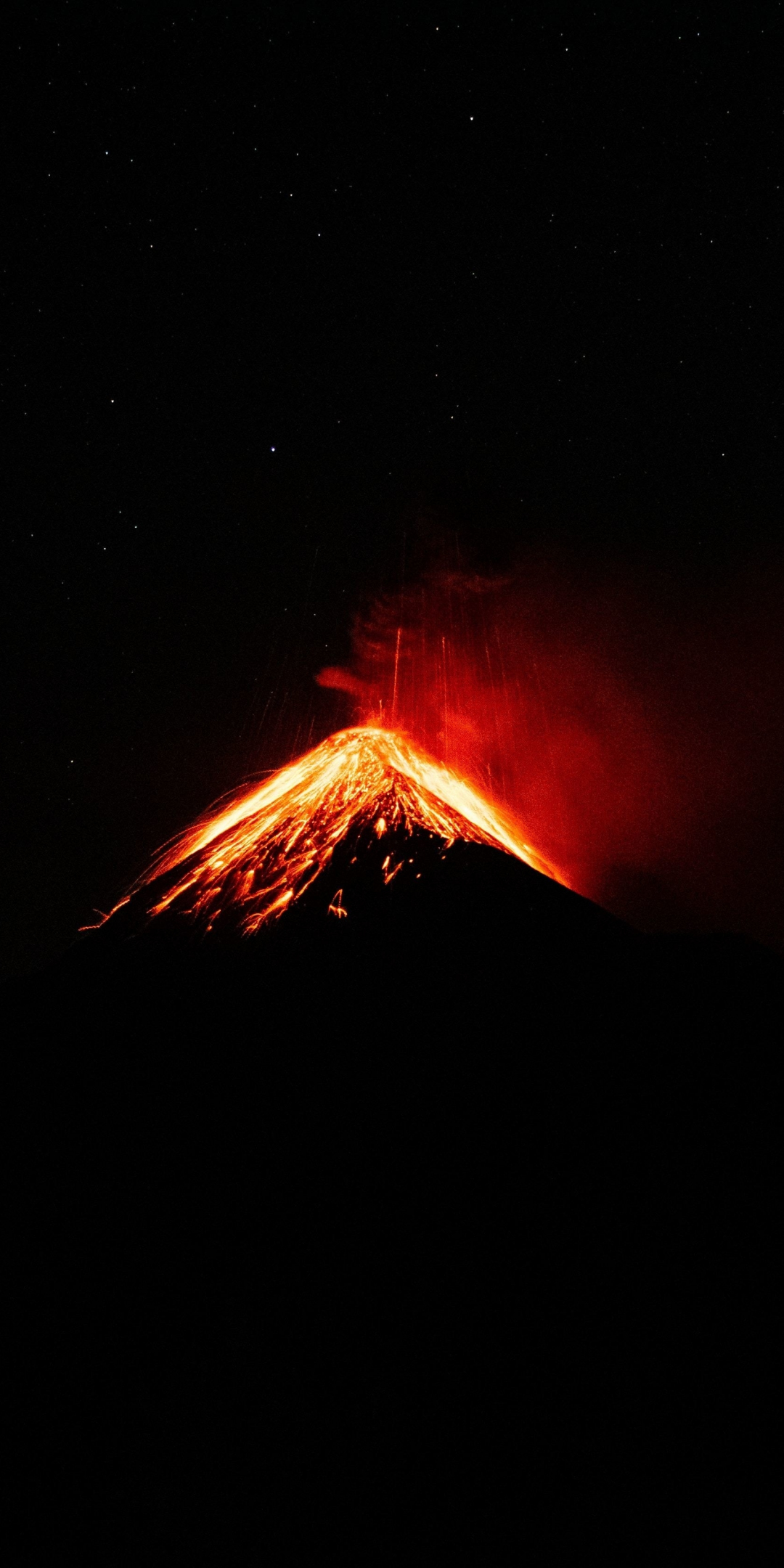 Minimal, peak on fire, Volcano, 1080x2160 wallpaper
