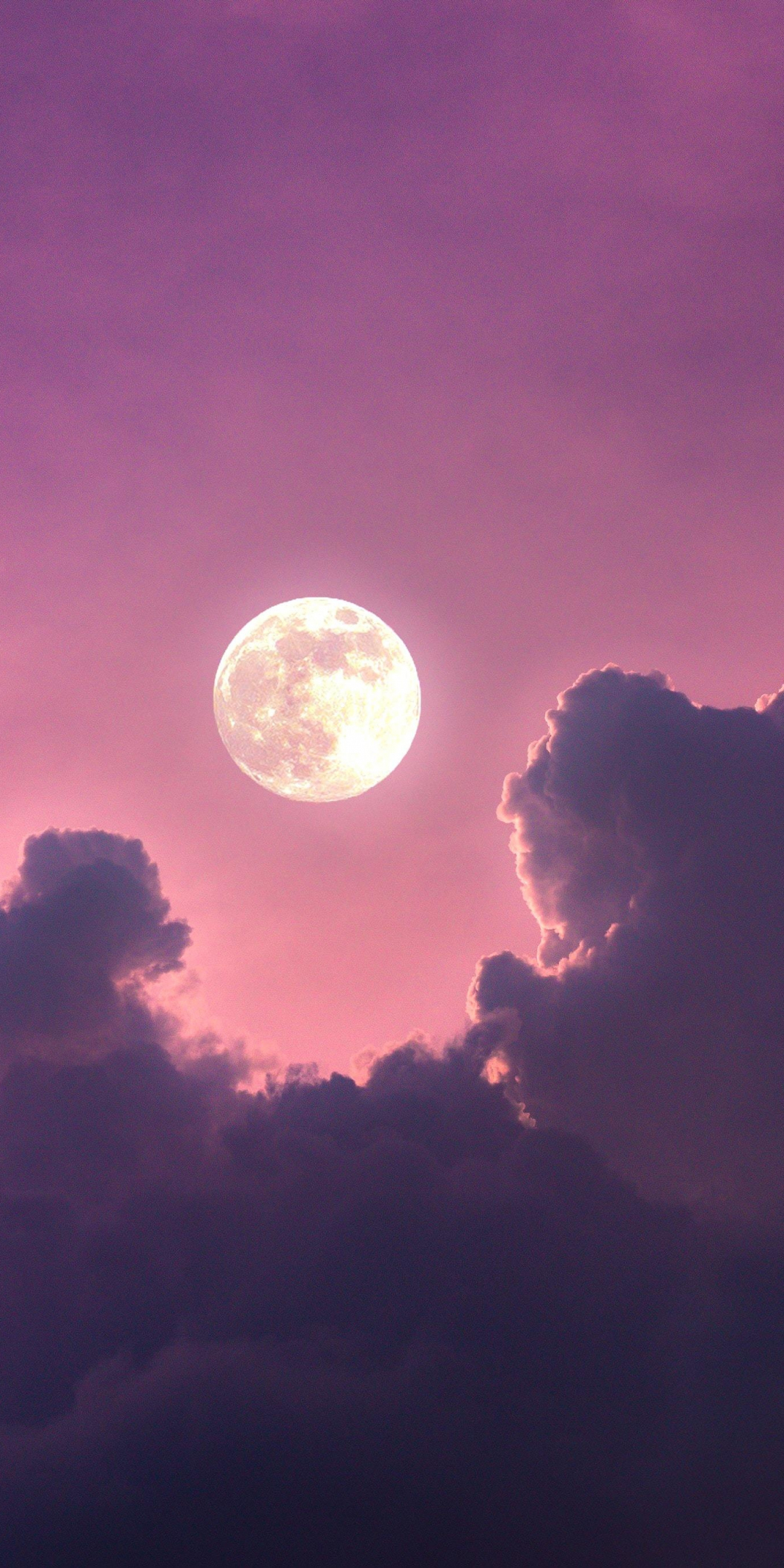 Clouds and moon light, sky, nature, 1080x2160 wallpaper