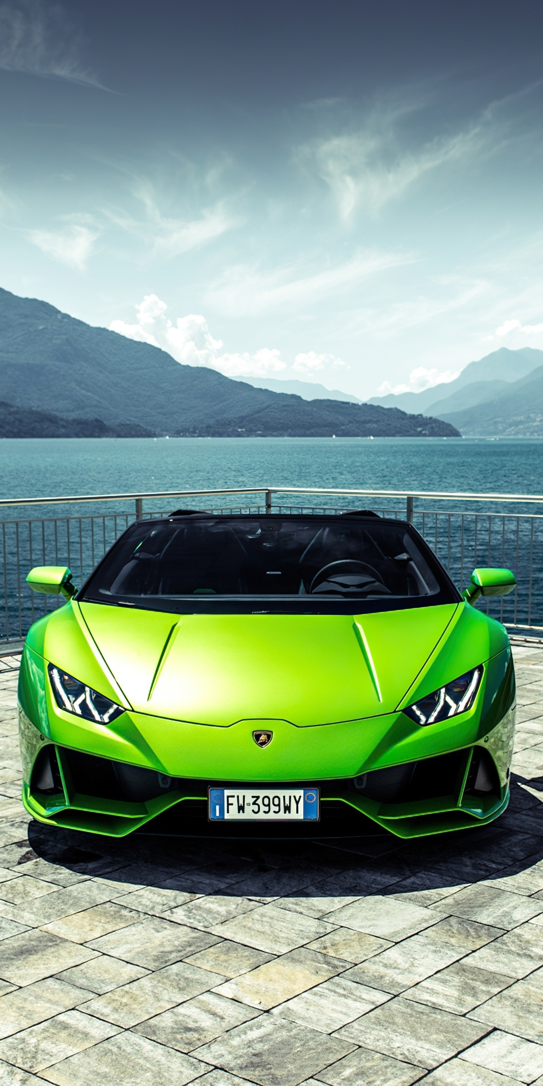 2021 Green Lamborghini Huracan EVO spyder, sportcar, 1080x2160 wallpaper