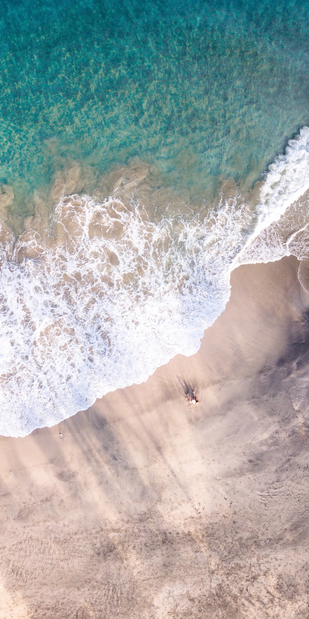 Summer, soft sea waves, beach, aerial view, 1080x2160 wallpaper