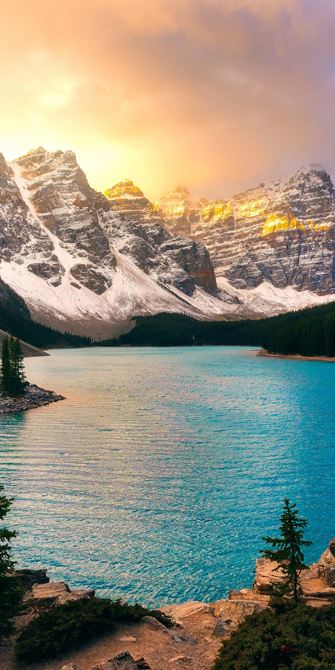 Moraine Lake, Banff National Park, sunset, nature, 1080x2160 wallpaper