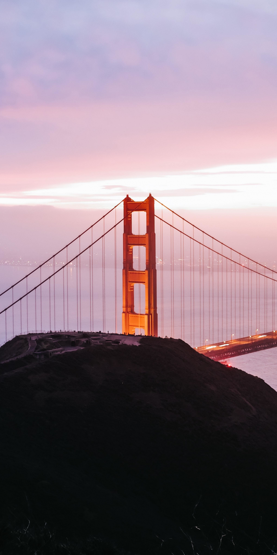 Golden Gate Bridge, architecture, sunset, 1080x2160 wallpaper