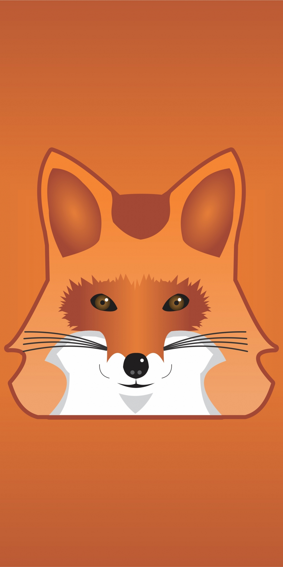 Orange fox, muzzle, digital art, minimal, 1080x2160 wallpaper